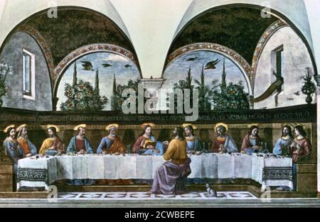 The Last Supper', 1480. Artiste: Domenico Ghirlandaio. Domenico Ghirlandaio (1448-1494) est un peintre italien de la Renaissance né à Florence. Banque D'Images