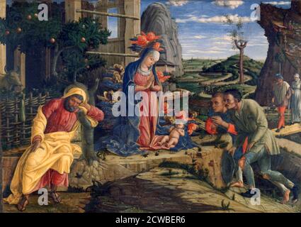 L'adoration des bergers, c1450. Artiste: Andrea Mantegna. Andrea Mantegna (1431-1506) était peintre italien, étudiante en archéologie romaine et gendre de Jacopo Bellini. Banque D'Images