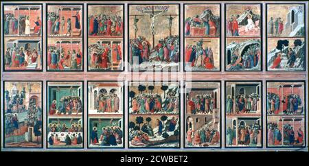 Maesta', (histoires de la passion), 1308-1311. Artiste: Duccio di Buoninsegna. Duccio di Buoninsegna (c1255-1320) est un peintre italien actif à Sienne, à la fin du XIIIe siècle et au début du XIVe siècle. Il a été engagé tout au long de sa vie pour accomplir de nombreuses œuvres importantes dans les bâtiments gouvernementaux et religieux autour de l'Italie. Banque D'Images