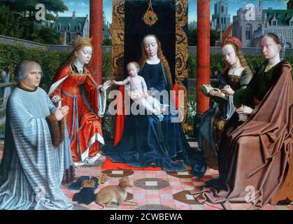 Le mariage mystique de Sainte-Catherine, 1505-1510. Artiste: Gerard David. Gerard David (1460-1523) était un ancien peintre et illuminateur de manuscrits néerlandais. Banque D'Images