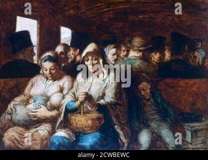Le chariot de troisième classe', c1863-1865. Artiste: Honoré Daumier. Honoré-Victorin Daumier (1808-1879) est un sculpteur, peintre, sculpteur et graveur français. Banque D'Images