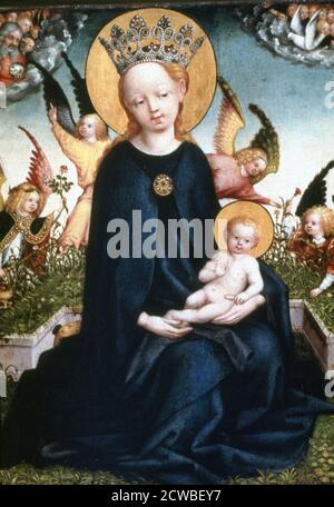 Vierge et enfant', XVe siècle. Artiste: Martin Schongauer. Martin Schongauer (1448-1491) est un graveur et peintre français. Banque D'Images