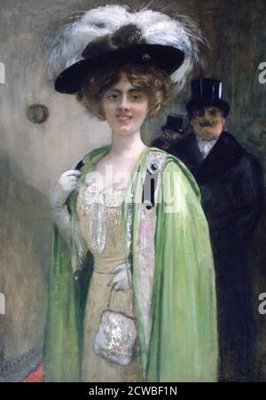 Un couple arrivant à un événement", c1872-1929 artiste: Henri Gervex. Henri Gervex (1852-1929) est un peintre français qui étudie la peinture sous Alexandre Cabanel. Banque D'Images