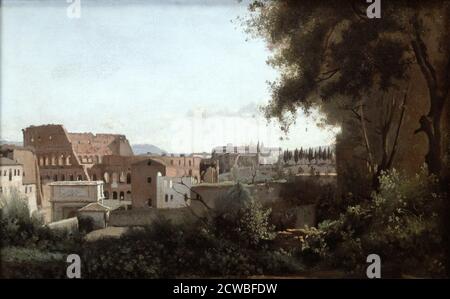 Le colisée a vue depuis les jardins des Farnese, Rome. Par Jean-Baptiste-Camille Corot 1826 Banque D'Images