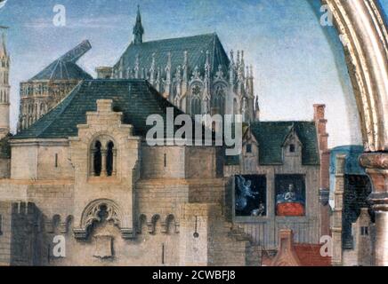 Temple St Ursula, départ de Cologne, détail, 1489, artiste : Hans Memling. Hans Memling était l'artiste principal à Bruges. Son travail est fortement influencé par Rogier van der Weyden. Banque D'Images