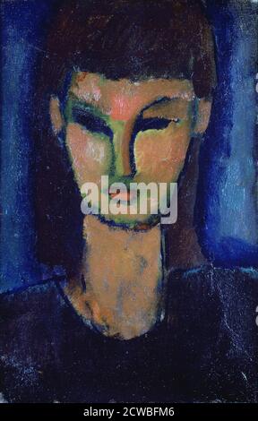 Jeune femme', c1910. Artiste: Amadeo Modigliani. Amadeo Modigliani (1884-1920) est un peintre et sculpteur juif italien qui a travaillé principalement en France. Il est surtout connu pour ses portraits abstraits. Banque D'Images