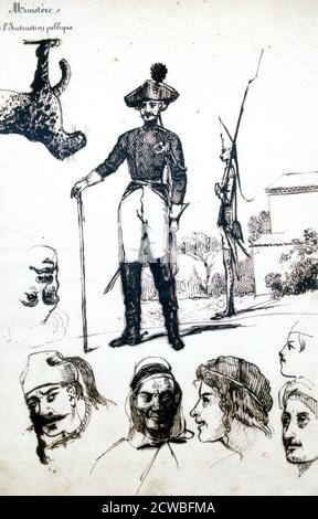 Etude, A Soldierss', c1823-1870, artiste: Prosper Merimee. Prosper Merimee était un dramaturge français, un historien, un archéologue et un auteur de courtes histoires. Banque D'Images