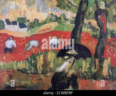Le Red Field, Pont Aven, c1887. Artiste: Emile Bernard. Emile Bernard(1868-1941) était un peintre et écrivain post-impressionniste français, qui avait des amitiés artistiques avec Vincent van Gogh, Paul Gauguin et Eugene Boch, et plus tard, Paul Cezanne. Banque D'Images