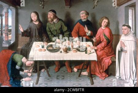 Christ dans la Maison de Simon, 1440. Artiste: Dieric Bouts Dieric Bouts (1415-1475) est un ancien peintre néerlandais. Bouts peut avoir étudié sous Rogier van der Weyden. Banque D'Images