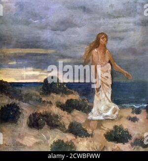 Woman on the Beach', 1887. Artiste: Pierre Puvis de Chavannes. Pierre Puvis de Chavannes (1824-1898) est un peintre français connu pour sa peinture murale, qui est connu sous le nom de 'peintre pour la France'. Banque D'Images
