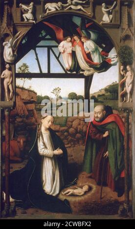Nativité', 1452. Artiste: Petrus Christus. Petrus Christus (1410-1475) était un ancien peintre néerlandais actif à Bruges à partir de 1444, où, avec Hans Memling. Banque D'Images