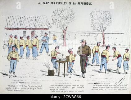 Aux Camp des Pupilles de la République, 1871. Caricature publiée à l'époque de la guerre franco-prussienne de 1870-1871. À partir d'une collection privée. Banque D'Images