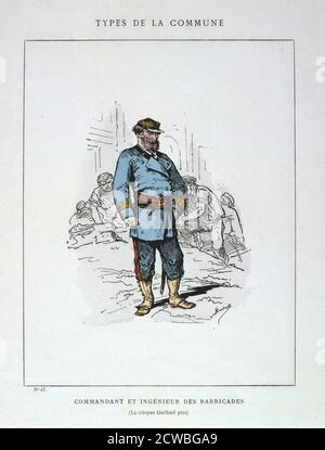 Commandant et Ingenieur de Barricades, commune de Paris, 1871. Caricature d'une série intitulée types de la commune. La commune de Paris a été établie lorsque les citoyens de Paris, dont beaucoup étaient des gardes nationaux armés, se sont rebellés contre les politiques du gouvernement conservateur formé après la fin de la guerre franco-prussienne. Le régime de gauche de la commune a tenu la domination à Paris pendant deux mois jusqu'à ce que les troupes gouvernementales reprenne la ville dans des combats sanglants en mai 1871. Les événements de la commune ont été une inspiration pour Karl Marx ainsi que pour les dirigeants communistes ultérieurs, dont Lénine, Trotsky et Mao. À partir d'une privée Banque D'Images