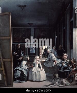 Las Meninas » ou « la famille de Philip IV » par Diego Velazquez, 1656-1657. De la collection du Museo del Prado, Madrid, Espagne. Banque D'Images