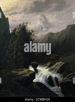 Tempête sur la montagne Cervin par Gustave Dore, XIXe siècle. Banque D'Images