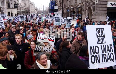 Photographie prise lors d'un rassemblement contre la guerre en Irak en 2003 Banque D'Images