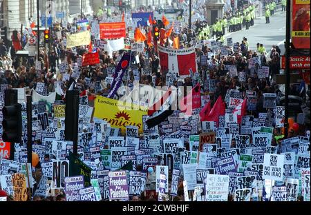 Photographie prise lors d'un rassemblement contre la guerre en Irak en 2003 Banque D'Images