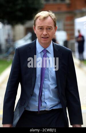 Photographie de Tim Farron. Timothy James Farron (1970-) politicien britannique qui a été le chef des libéraux-démocrates entre juillet 2015 et juillet 2017. Il a démissionné à la suite des élections générales de 2017 au Royaume-Uni. Banque D'Images