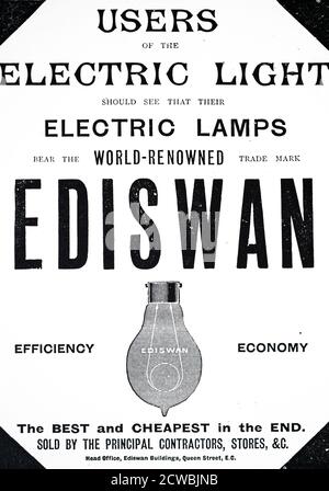 Publicité pour ampoules à incandescence Ediswan. Banque D'Images