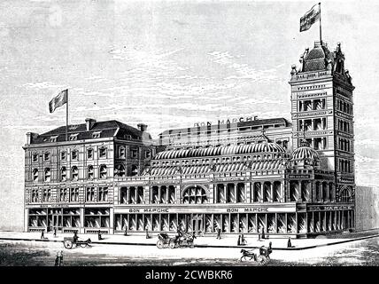 Gravure représentant l'extérieur du grand magasin « bon Marche » de John Lewis, Liverpool. Banque D'Images