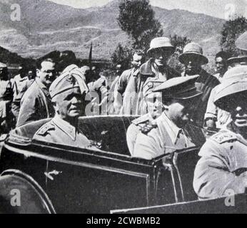 Photo en noir et blanc de la guerre en Éthiopie après l'invasion italienne de 1935; le maréchal Pietro Badoglio (1871-1956), le premier duc d'Addis-Adiba, et le vainqueur de la campagne éthiopienne. Banque D'Images