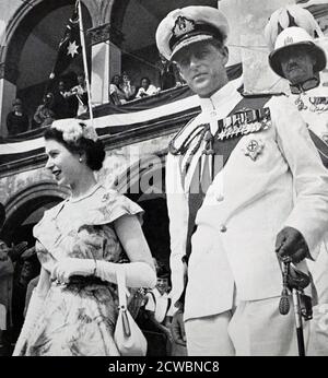 La reine Elizabeth II et le prince Phillip ont visité Gibraltar en mai 1954 Banque D'Images