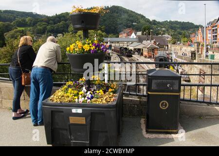 Gare de Llangollen depuis le pont Banque D'Images