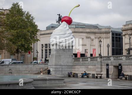 Westminster, Londres, Royaume-Uni. 29 septembre 2020. Londres reste dépourvue de touristes, avec une place tranquille de Trafalgar Square. Crédit : Malcolm Park/Alay Live News. Banque D'Images