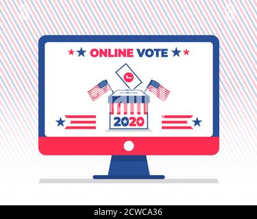Écran d'ordinateur prêt à voter en ligne pour l'élection présidentielle américaine de 2020. Concept de vote électronique Illustration de Vecteur