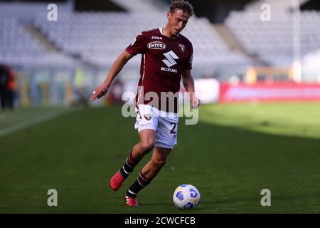 Turin, Italie. 26 septembre 2020. Mergim Vojvoda de Torino FC pendant la série UN match entre Torino FC et Atalanta Calcio. Banque D'Images