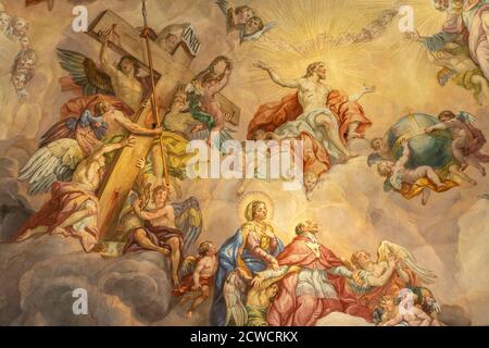 Fresko in der Kuppel der barocken Karlskirche in Wien, Österreich, Europa | fresque dôme de l'église baroque Karlskirche, Vienne, Autriche, Europe Banque D'Images