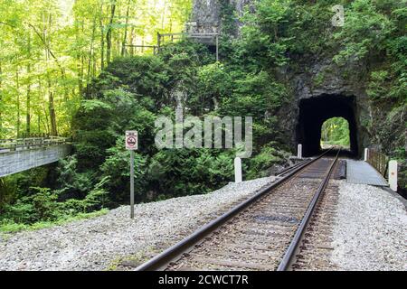 Natural tunnel Railroad tunnel est le nom et la pièce maîtresse du Natural tunnel State Park dans l'État de Virginie. Banque D'Images