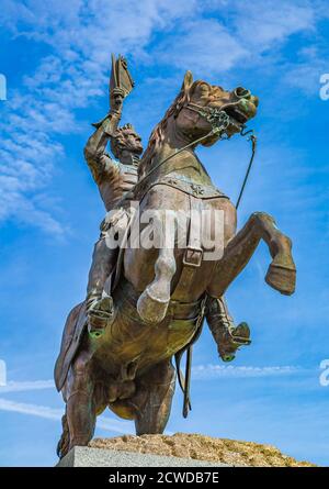 Statue du général Andrew Jackson devant la cathédrale Saint-Louis à Jackson Square, dans le quartier français de la Nouvelle-Orléans, Louisiane, États-Unis Banque D'Images