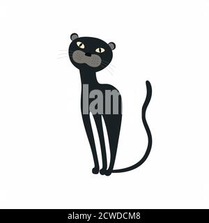 Joli panthère noir assis. Illustration vectorielle isolée. Illustration de Vecteur