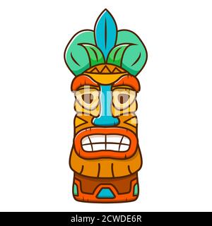 Masque tiki effrayant.Tribal ethnical vecteur style de dessin animé. Illustration de Vecteur