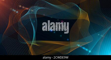 Big Data. Technologie abstraite conceptuelle de base avec flux de fil à ondes colorées numériques Banque D'Images
