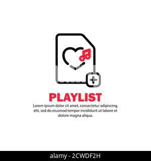 Icône de liste de lecture favorite. Chansons romantiques. Lecteur de musique. Vecteur sur fond blanc isolé. SPE 10 Illustration de Vecteur