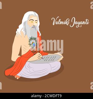 Ramanya texte écrit en hindi qui signifie Epic livre de ramayana. Illustration vectorielle de Valmiki Jayanti, UN peot mythologique de Ramayana. Bannière ou po Illustration de Vecteur