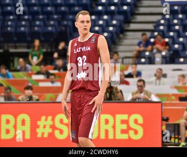 Anzejs Pasecniks. Équipe nationale de basketball de Lettonie. Tournoi FIBA OQT, Belgrade 2016 Banque D'Images