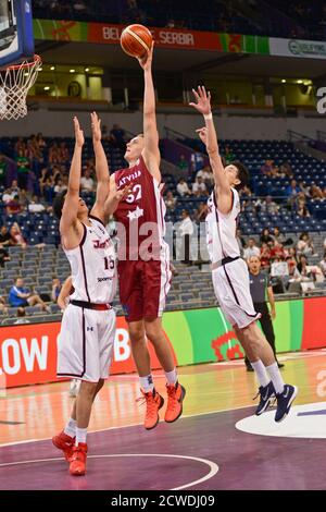 Anzejs Pasecniks. Équipe nationale de basketball de Lettonie. Tournoi FIBA OQT, Belgrade 2016 Banque D'Images