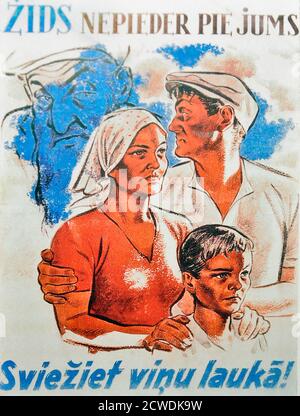 Letton anti - l'affiche sémite nazie. Riga, 1941 Banque D'Images