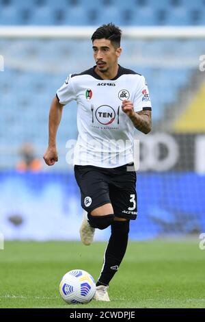 Juan Ramos (Spezia) lors du match de la série A' italienne entre Spezia 1-4 Sassuolo au stade Dino Manuzzi le 27 septembre 2020 à Cesena, en Italie. Photo de Maurizio Borsari/AFLO] Banque D'Images