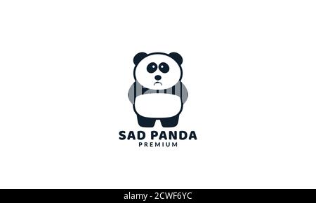 illustration mignon dessin animé panda triste moderne logo icône vecteur Illustration de Vecteur