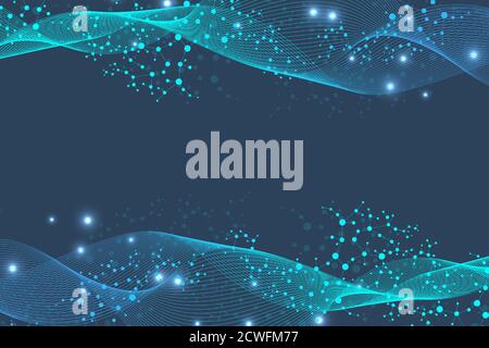 Molécule de structure et de communication. L'ADN, l'atome, les neurones. Concept scientifique pour votre conception. Lignes connectées par des points. La technologie médicale, Illustration de Vecteur