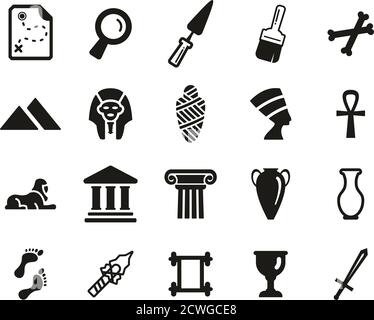 Les icônes de l'archéologie en noir & blanc Grand Jeu Illustration de Vecteur