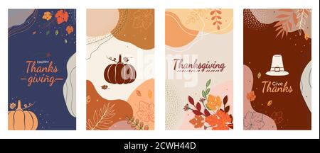 Les histoires de médias sociaux de Thanksgiving résumé automne, l'automne laisse le fond Illustration de Vecteur