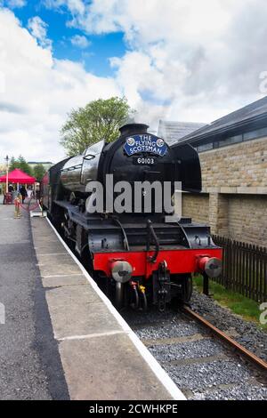 A3 Pacific Steam Engine 60103, « Flying Scotsman », sur exposition statique à Rawtenstall sur le chemin de fer East Lancashire pour une visite de la plaque de plancher. Banque D'Images