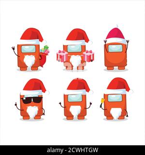 Émoticônes du Père Noël avec personnage de dessin animé orange parmi nous Illustration de Vecteur