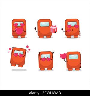 Parmi nous, personnage de dessin animé orange avec amour adorable émoticône Illustration de Vecteur