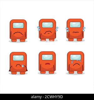 Parmi nous un personnage de dessin animé orange avec une triste expression Illustration de Vecteur